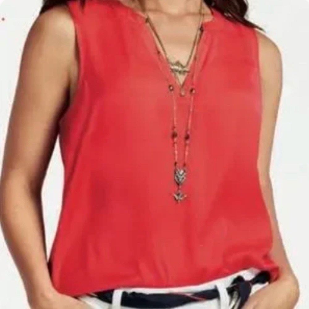 CAbi Rose Hibiscus Red Tank Top Blouse #5364